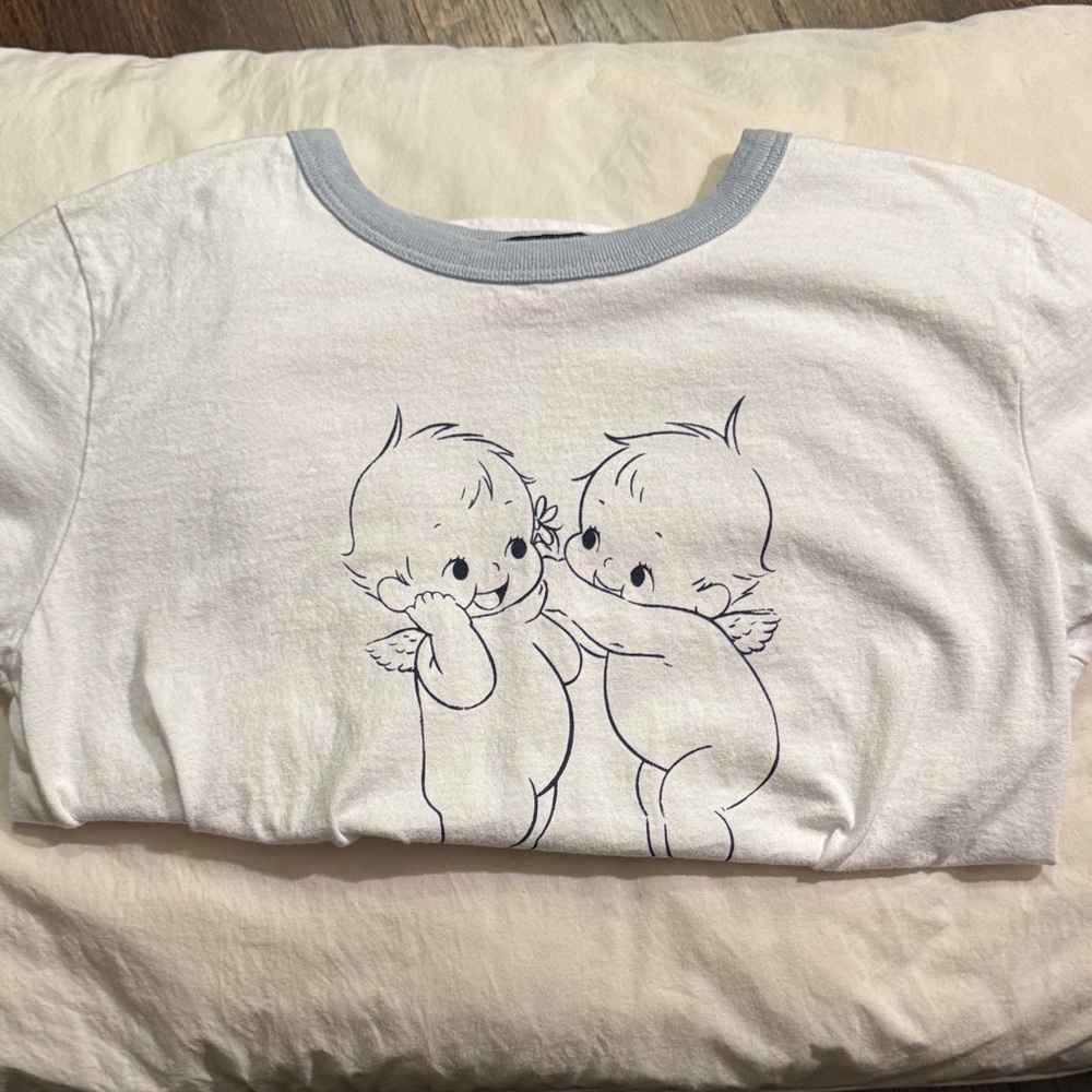 Cute Angel Print Kids Tee - White